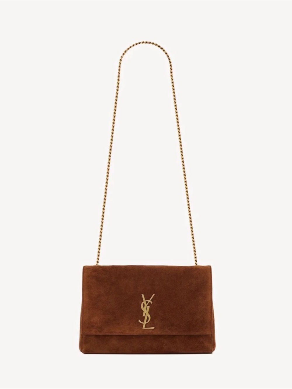YSL KATE REVERSIBLE CROC EMBOSSED LEATHER & SUEDE MEDIUM SHOULDER BAG 2 IN 1